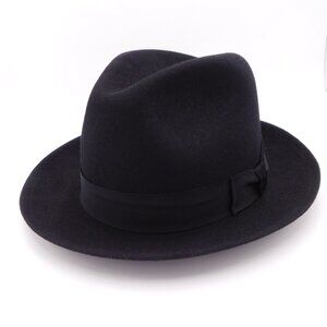 Dobbs Fifth Avenue New York Black Wool Felt Fedora | EUC | Small